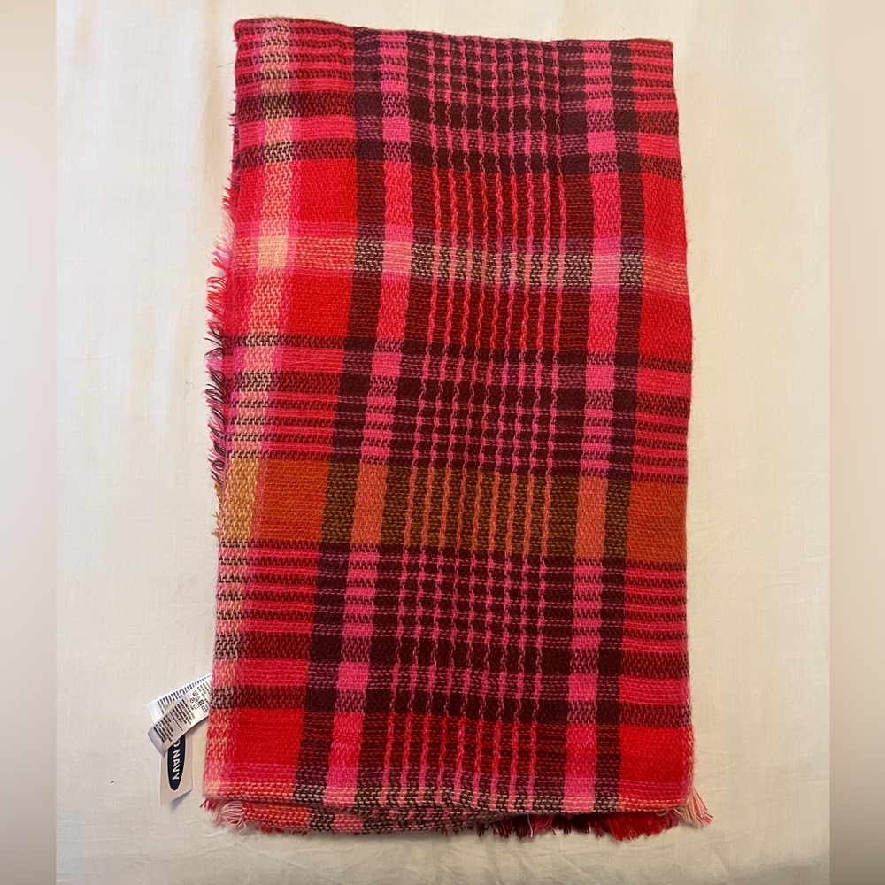 Old Navy Plaid Pink and Red Scarf